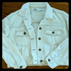 Zara white denim jacket